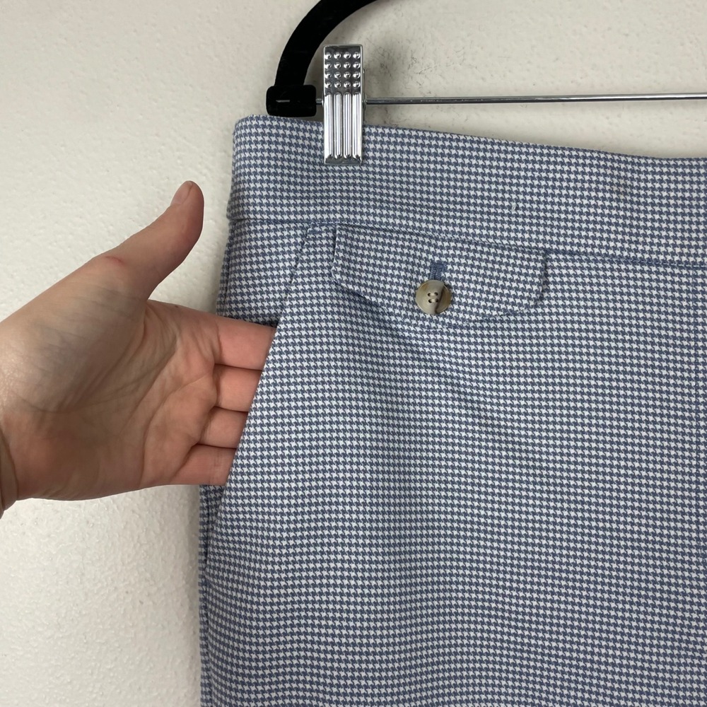 LOFT Women's Size 12 Blue White Houndstooth Career Cropped Pants - Picture 3 of 11